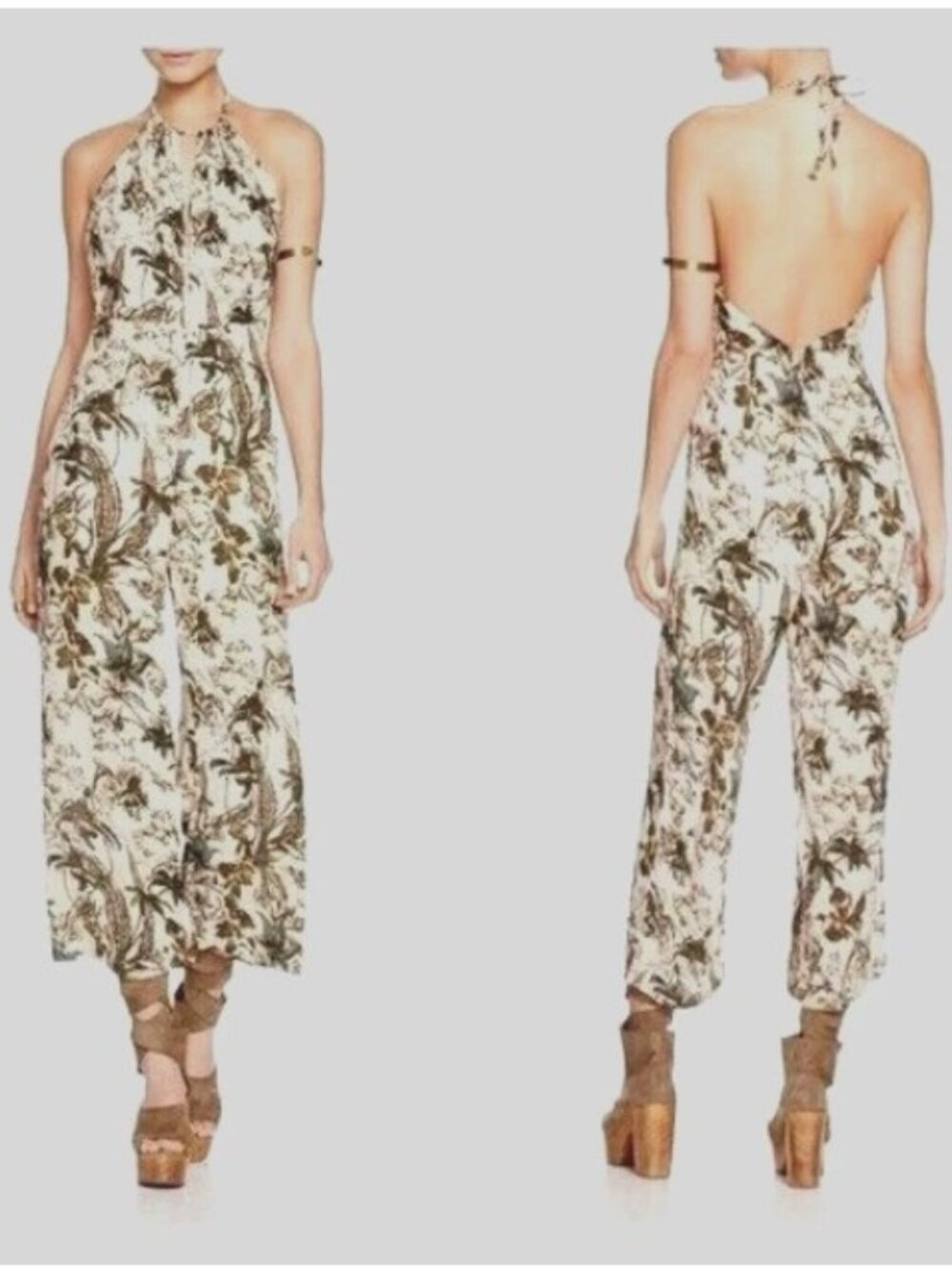 Free People Twisted Halter Floral Jumpsuit - Size 4